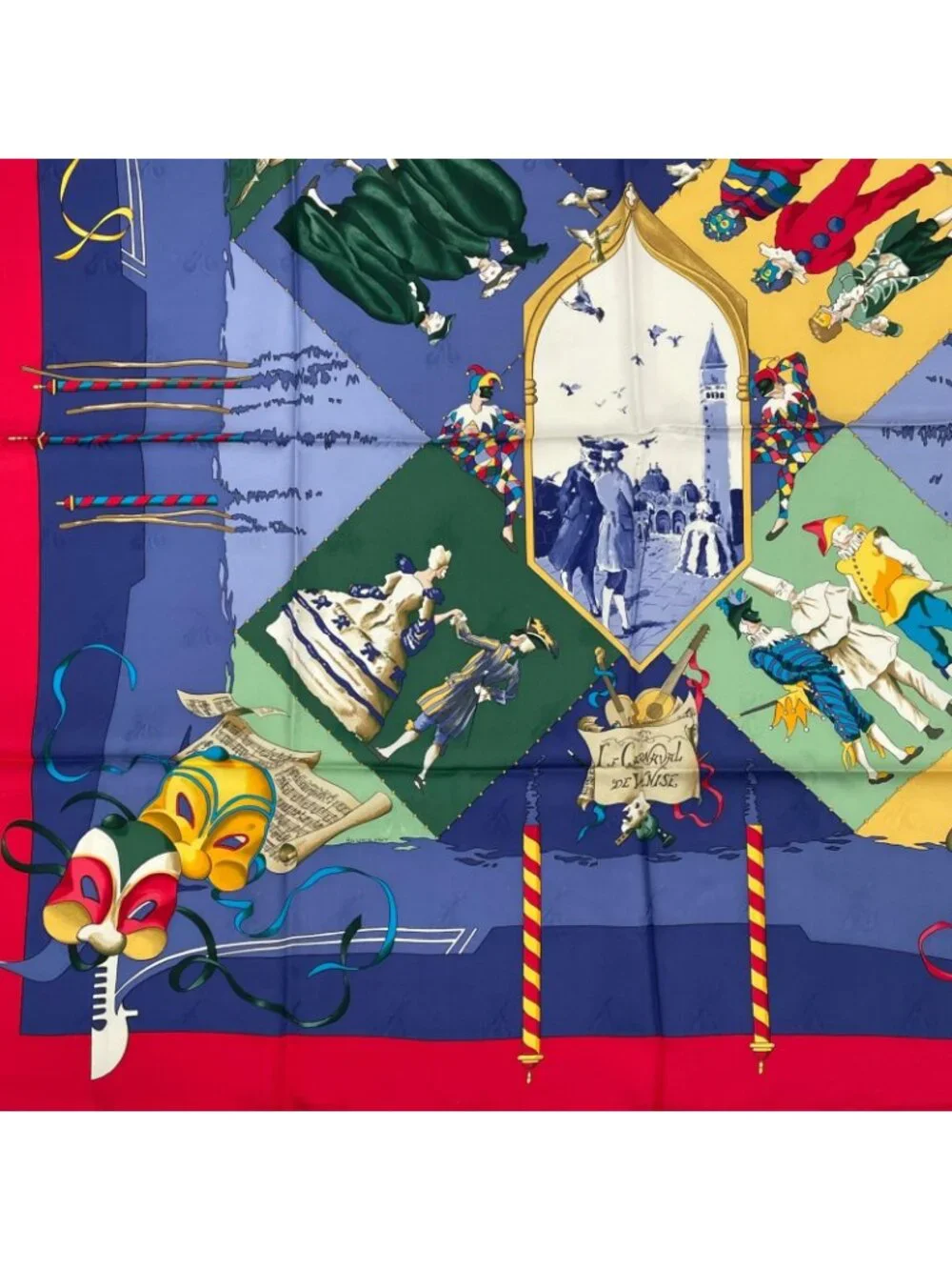 Hermes Carre 90 Carnaval de Venise Carnival of Venice Scarf Silk 100% Blue - Picture 4 of 5